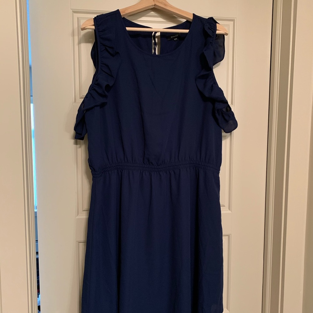 RW&Co Navy Blue Dress with Cold Shoulder